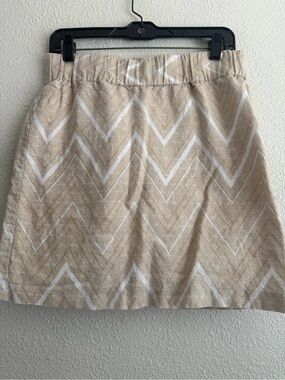 Banana Republic Beige and White Chevron Mini Skirt